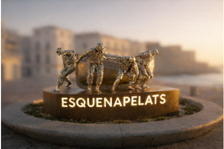 Una escultura en homenatge als esquenapelats guanya el concurs del giratori de la Platja